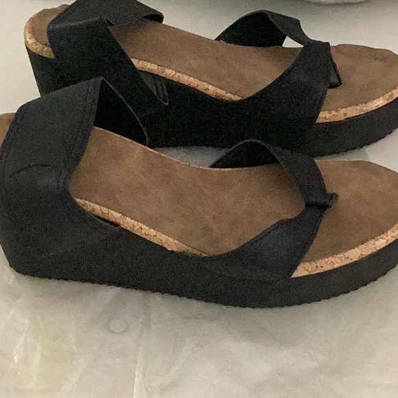 Yasirun Womens Sandals Platform Wedge Heels - black - size 42 (9-9.5) - new - Picture 5 of 9